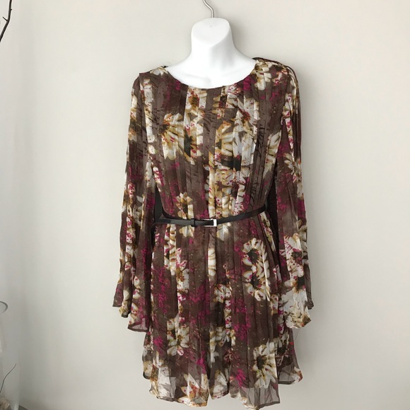 Fab’rik Pleat LS Ombré Swing Dress Size Small - Picture 2 of 6